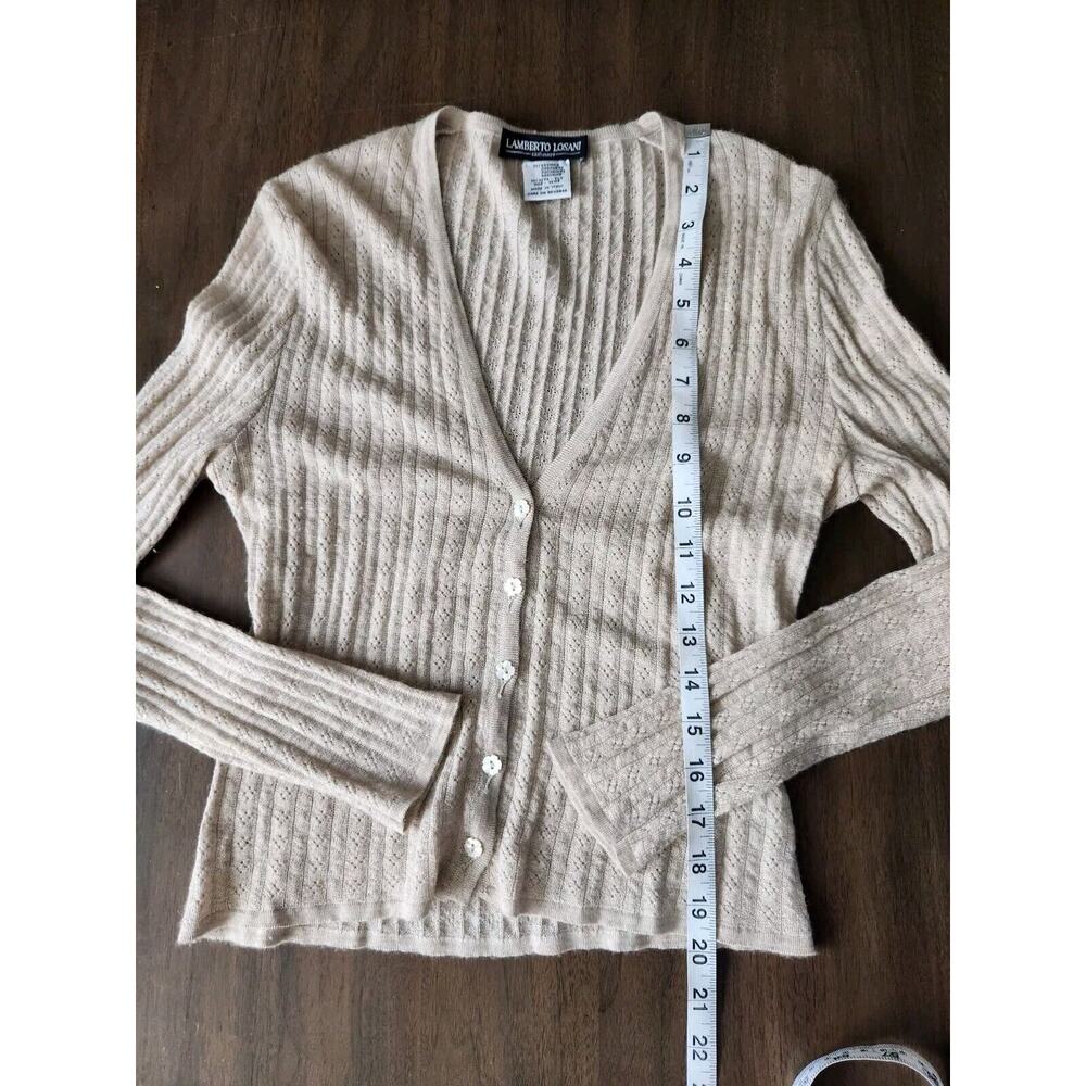 Lamberto Losani Women's Cashmere Beige Tank & Cardigan Set Size M Pre-owned - Picture 10 of 11